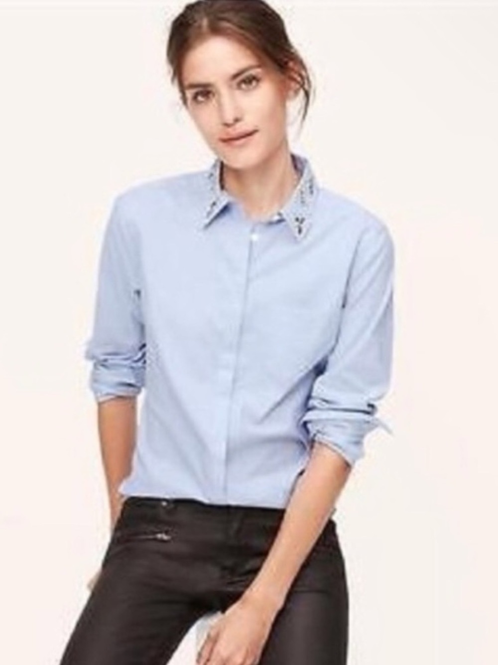 Light Blue Crystal Collar Brooch Set -